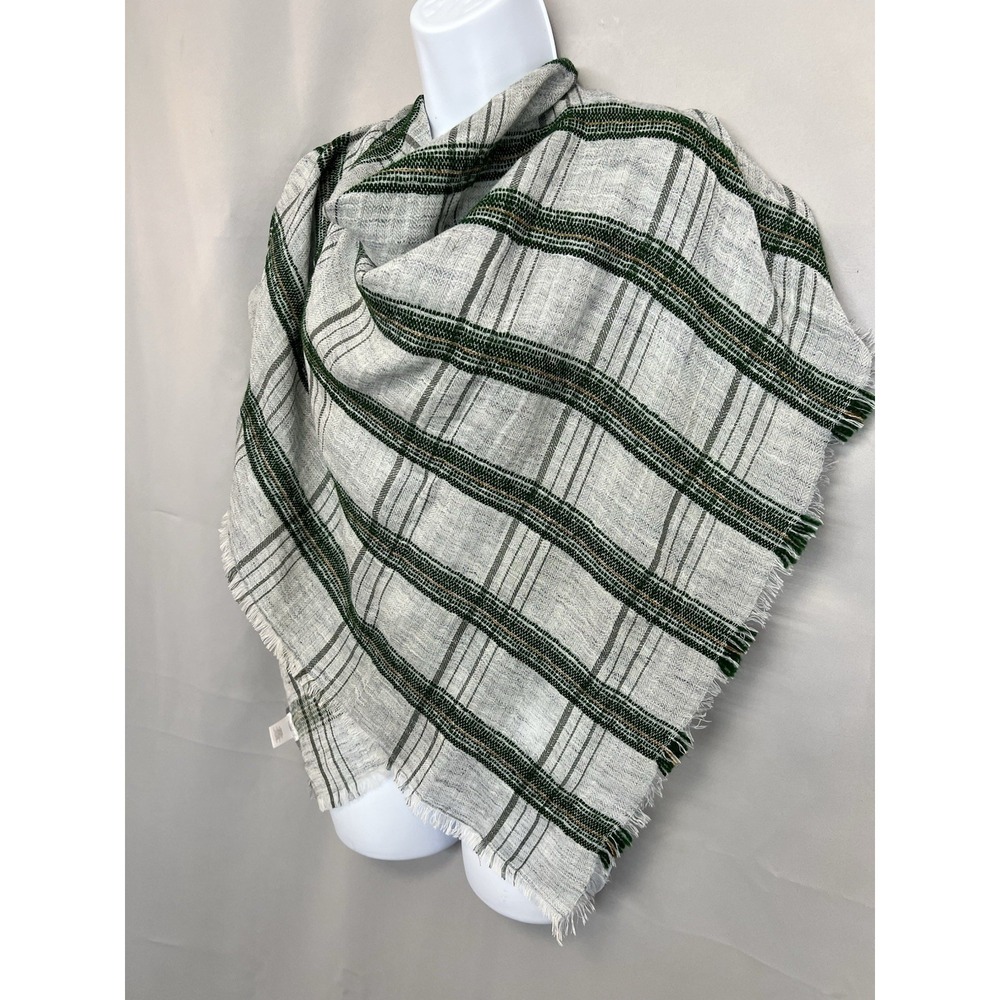 j jill Scarf‎  Plaid 40"x40" Green Gray Women's